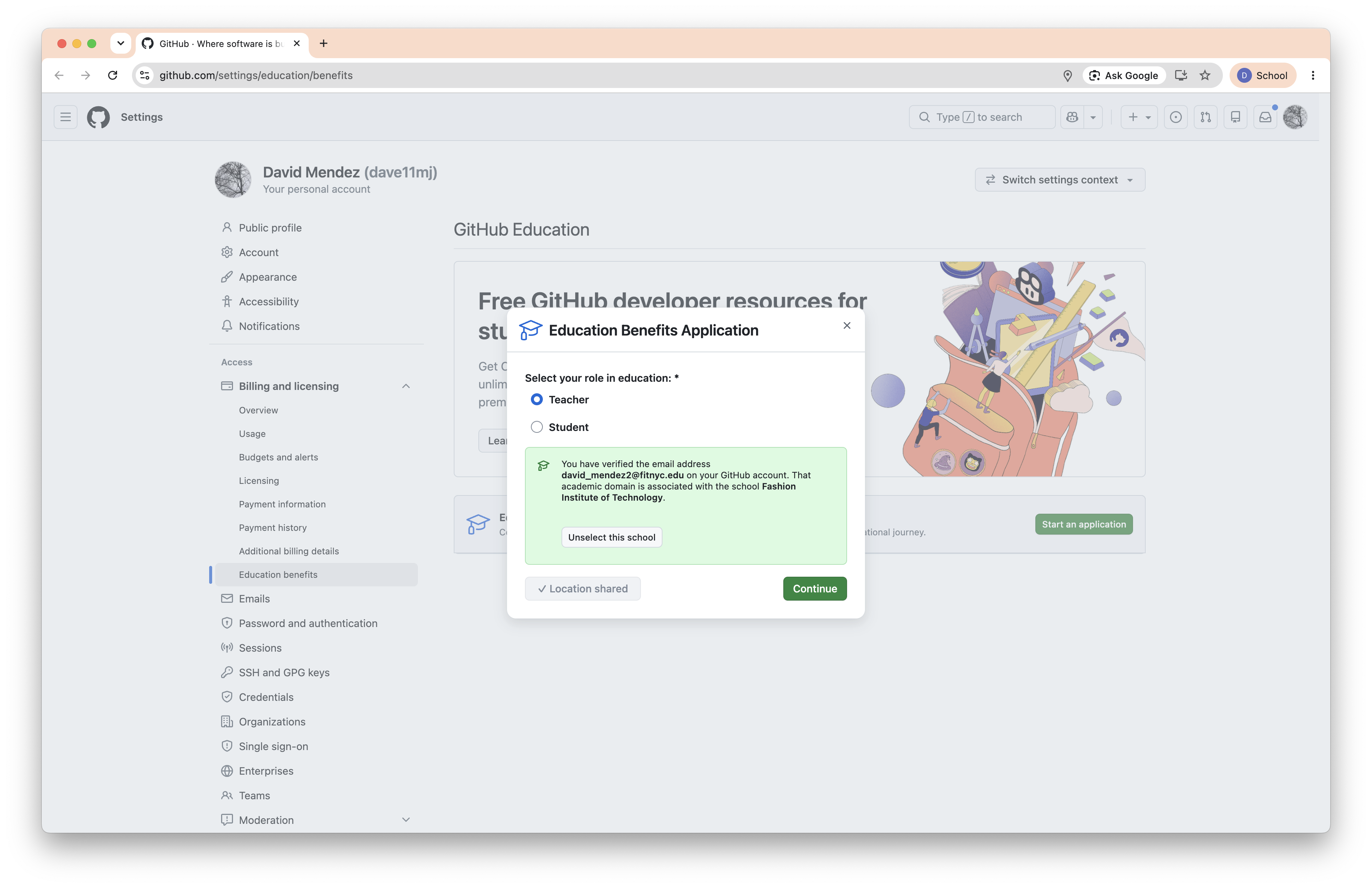 Choose Student, and share your location when the pop-up asks.